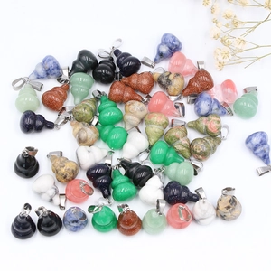 Wu Lou Pendant Necklace Natural Stone Agate Obsidian Healing Gourd Jewelry Auspicious Gift For Women Men