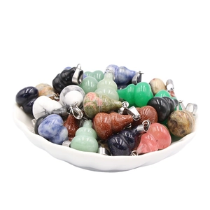 Natural gemstone Wu Lou pendants in assorted stones including Aventurine and Tiger Eye