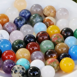 Natural Stone Round Beads No Hole Polished Gemstone Crystal Loose Beads For DIY Jewelry Making Home Decor Quartz Agate Beads