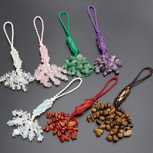 Lot de 7 pendentifs en cristaux naturels avec cordes tressées pour voiture et maison