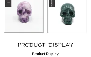 Détails de crânes en cristal d'améthyste et d'agate verte sculptés à la main avec textures
