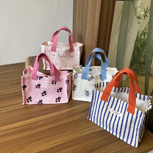 Borse tote trapuntate in cotone con stampe di gatti e fiori per l'uso quotidiano