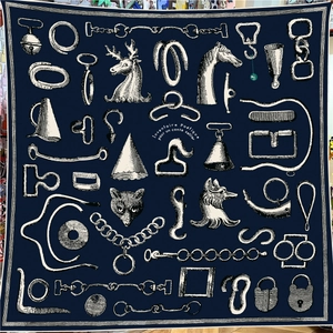 Large Square Scarf Shawl For Women Equestrian Horse Chain Print Satin Feel Lightweight Polyester Wrap Elegant Foulard