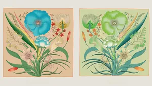 Floral silk square scarf detail showing reversible double-sided print design