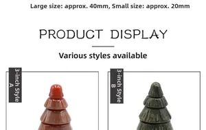 Detail view of natural stone Christmas tree ornaments in 20mm, 40mm and 3-inch sizes