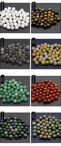 Detailed grid of 12mm mini crystal semi-precious stone beads in 8 natural varieties