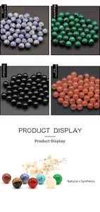 Detailed views of 12mm polished crystal beads in blue spot jade and malachite for DIY jewelry