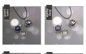 Hohlkugeln Lebensbaum-Anhänger mit Lapislazuli und grauem Achat Edelstein-Perlen