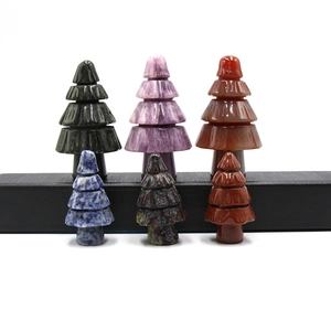 Natural crystal gemstone Christmas trees in various minerals for desk decor and gifts