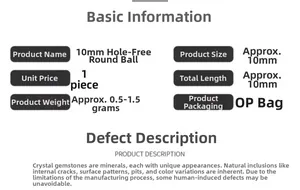 Detail specifications of 10mm non-porous green aventurine stone ball with weight info