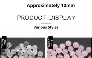 Macro detail of 10mm round white and pink crystal natural stone beads for DIY jewelry