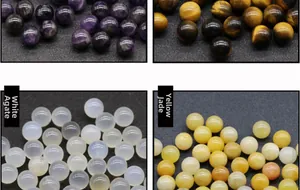 Detailed comparison of amethyst, tiger eye, white agate and topaz natural stone beads