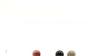 Close-up of polished 10mm round natural green aventurine and multi-color stone beads