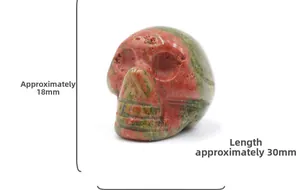 Detailed dimensions of 30mm hand-carved natural dragon blood stone skull figurine