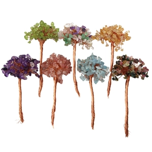 Adornos de árbol de la vida hechos a mano con piedras naturales y cobre set de siete