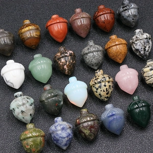 Pendentifs gland polis en quartz rose, oeil de tigre et diverses pierres naturelles