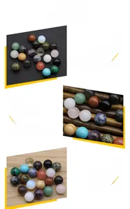 Detailed set of 20 assorted 20mm natural gemstone crystal spheres with polished textures