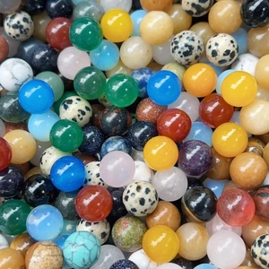 Polished 10mm natural green aventurine and mixed gemstone round beads in various colors