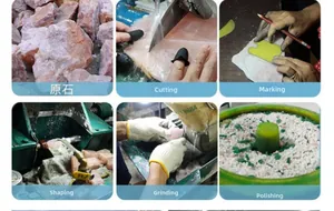 Detailed production steps of rose quartz massage tool from raw stone to final polishing