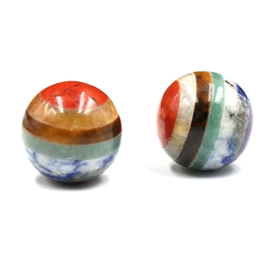 Polished 7 chakra gemstone crystal sphere for yoga and meditation with multi-color layers