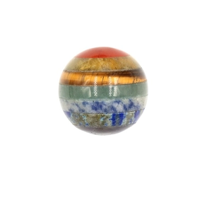 Polished 20mm seven chakra energy ball crafted from natural gemstone layers for yoga