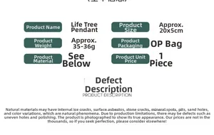 Detailed size and weight specifications for the tree of life gemstone heart pendant