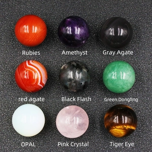 Natural Polished Crystal Stone Sphere Round Healing Meditation Gemstone Ball For Home Office Desktop Decor Yoga Reiki Balance Amethyst Rose Quartz Tiger Eye