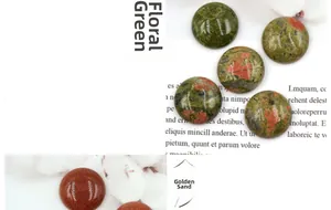 Dettaglio di cabochon in Unakite e Pietra del sole 20mm per creazione gioielli DIY