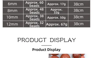 Size chart for golden sand stone round beads showing diameters from 6mm to 12mm