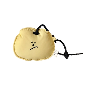 Cute yellow plush earphone case for AirPods featuring a minimalist cartoon face embroidery