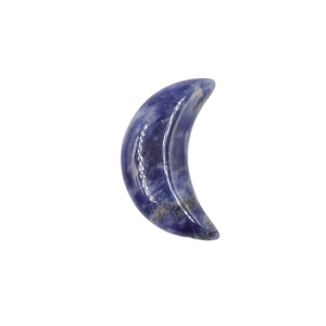 Polished Sodalite healing crystal in crescent moon shape with natural blue and white textures