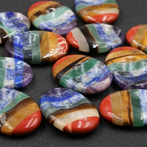 Pietra della Preoccupazione in Cristallo Chakra Naturale Multicolore Tavoletta Gua Sha per Massaggio Facciale Sollievo dallo Stress Pietra Ovale Lucida