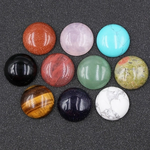 Set di dieci cabochon in pietre preziose da 20mm lucidate inclusi quarzo rosa e occhio di tigre