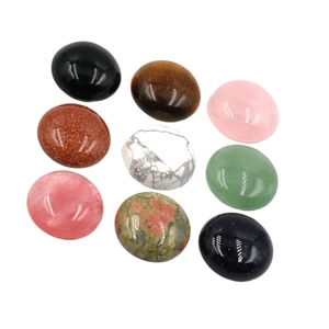Set di 9 cabochon ovali colorati in pietre semipreziose da 20 mm con finitura lucida