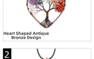 Detail of heart life tree pendant with colorful chakra stones and bronze copper wire wrap