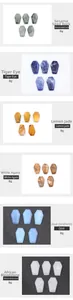 Detailed grid of six coffin-shaped natural crystal stones showing various polished textures