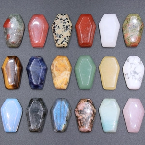 Mini Coffin Ornaments Natural Crystal Gemstone Polished Healing Stones Halloween Gothic Home Desk Decor Novelty Gift