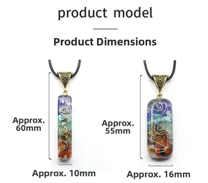 Macro detail of natural colorful stone resin pendants with gold wire and specific dimensions