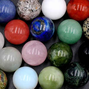 Polished 30mm natural gemstone spheres in rose quartz aventurine and lapis lazuli