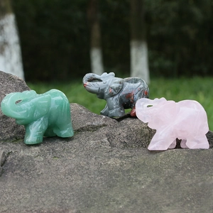 Figuritas de elefantes de piedras naturales talladas a mano en cuarzo y aventurina