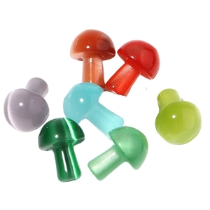 Set of 7 colorful mushroom shaped cat eye stones for garden and DIY home decoration