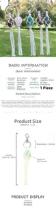 Detailed chart showing raw amethyst crystal keychain dimensions and weight specifications