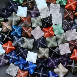 Natural crystal Merkaba star stones set in amethyst lapis and clear quartz for energy decor
