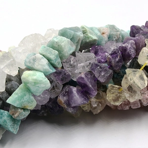 Irregular natural raw crystal and fluorite mineral beads with rough stone texture