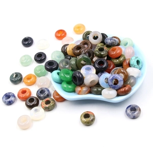 Perles en Vrac en Pierre Naturelle Agate Jade Forme Donut Large Trou Perles d'Espacement Rondes pour Création de Bijoux DIY Bracelet