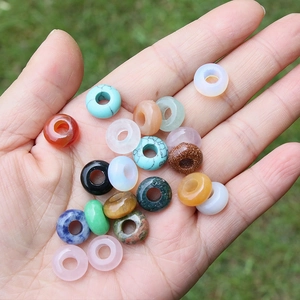 Perles d'abaque 6x12mm en agate de cristal naturel avec trou de 5mm pour bijoux DIY