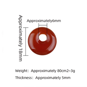 Pendente a ciambella in agata naturale arancione 18mm con foro da 6mm per gioielli