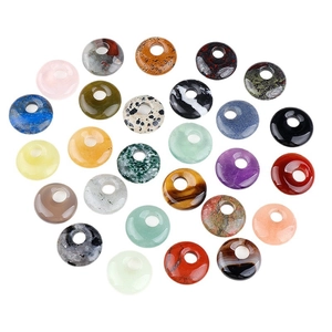 Collezione di perline donut 18mm in cristallo naturale e agata per creazione gioielli