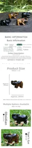 Detailed size specifications of 1.5 inch natural obsidian and tiger eye elephant figurines