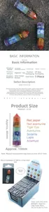 Detailed size and weight table for the 13x48mm seven chakra crystal hexagonal column